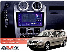 Штатна магнітола AMS MOSS M3 4+32 Gb Renault Logan 1, Sandero, Dacia, Duster 2009-2017 9"