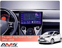 Штатна магнітола AMS MOSS M3 4+32 Gb Peugeot 108/Toyota Aygo B40 2014-2021 (F1) 10"