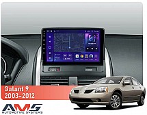 Штатна магнітола AMS MOSS M2 4+32 Gb Mitsubishi Galant 9 2003-2012 9"
