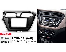 Перехідна рамка Sigma CARAV 11-578 2-DIN для Hyundai i-20 2014-2018 (кермо ліворуч)