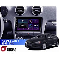 Штатна магнітола Sigma E9232 2+32 Gb Audi A3 2 8P 2003-2013, S3 2 2006-2012, RS3 1 2011-2012 9"