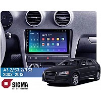 Штатна магнітола Sigma X9464 4+64 Gb Audi A3 2 8P 2003-2013, S3 2 2006-2012, RS3 1 2011-2012 9"