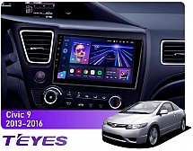 Штатна магнітола Teyes CC3L 4+64 Gb Honda Civic 9 Middle East 2013-2016 9"