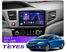 Штатна магнітола Teyes CC3L 4+64 Gb Honda Civic 9 FB FK FD 2011-2015 9"