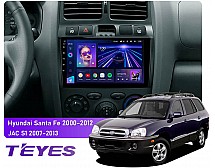 Штатна магнітола Teyes CC3 4+64 Gb Hyundai Santa Fe SM 2000-2012, JAC S1 (Rein) 1 2007-2013 9"