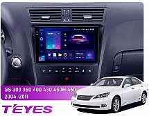 Штатна магнітола Teyes CC3 2k 4+64 Gb Lexus GS 3 300 350 400 430 450H 460 2004-2011 9"
