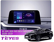 Штатна магнітола Teyes CC3 2k 4+64 Gb Lexus RX200t RX300 RX350 RX350l RX450h RX450hl AL20 4 2015-2021 10"