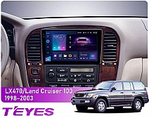 Штатна магнітола Teyes CC3 2k 4+64 Gb Lexus LX470/Toyota Land Cruiser LC 100 (1 Din) 1998-2003 (F1) 9"