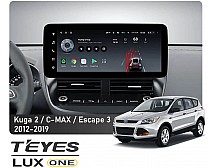 Штатна магнітола Teyes LUX ONE 6+128 Gb Ford Kuga 2 / C-MAX / Escape 3 2012-2019 12.3"